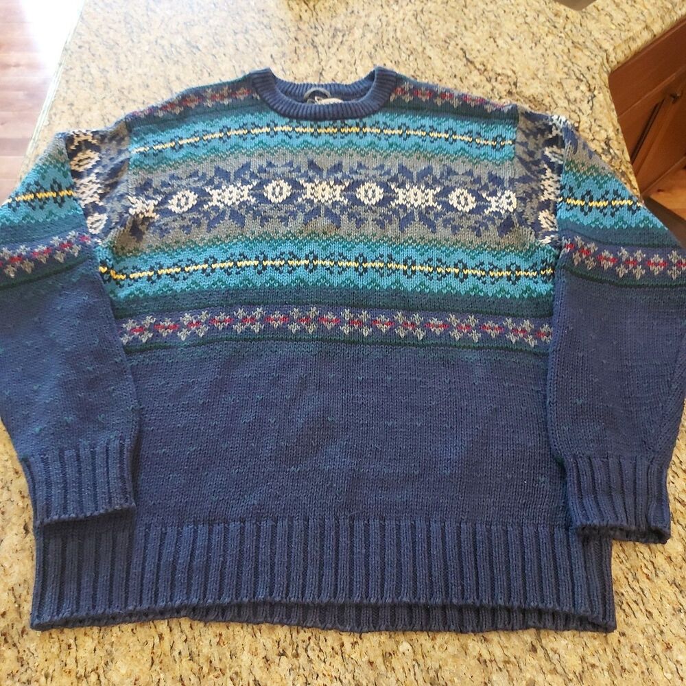 Vtg AEROPOSTALE Knit Sweater  Grandpa Dad Winter Fair Isle 90s Y2K Size XL MC